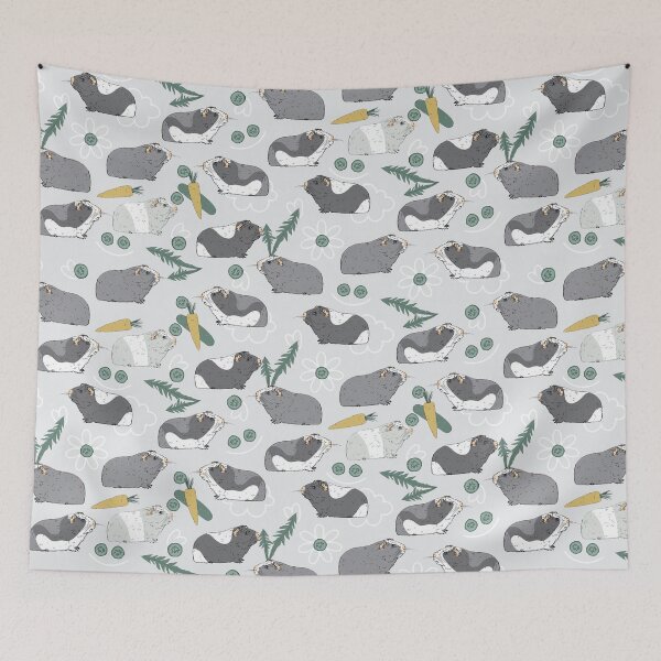 Item preview, Guinea Pigs With Cucumber Carrot On Grey designed and sold by VannaShanha.
