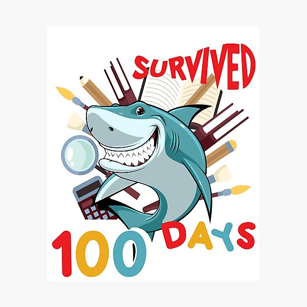 Item preview, Funny Shark My Students Survived 100 Days Of Me For Teacher designed and sold by RikoAiba.