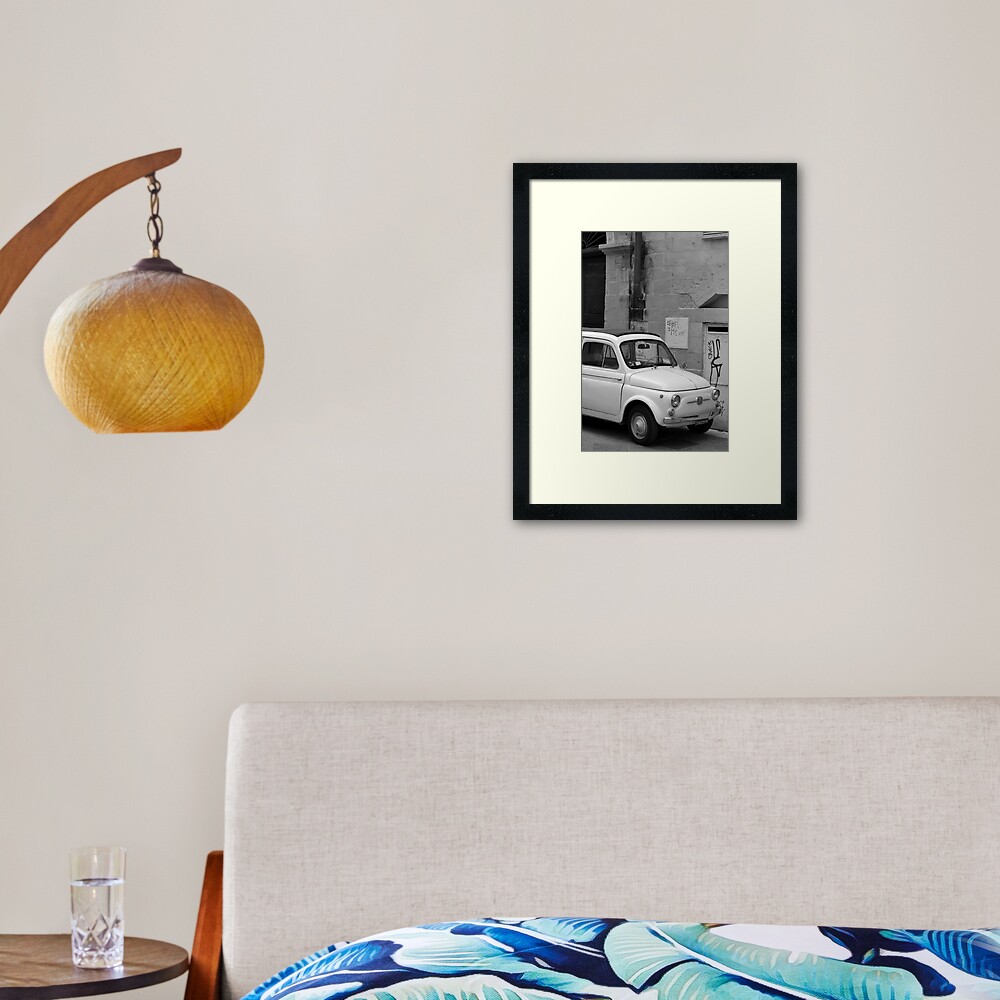 Fiat 500 in the street, Puglia Framed Art Print