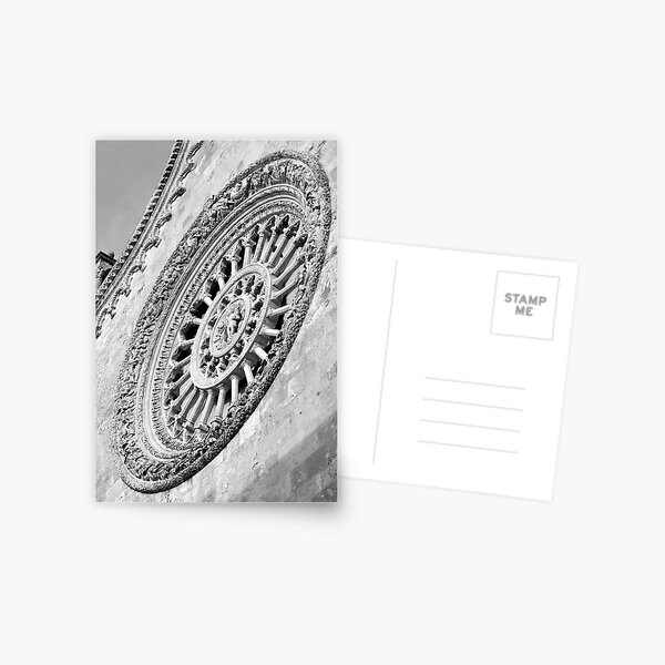 Ornate round church window, Puglia Postcard