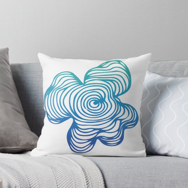 Item preview, Blue Green Gradient Topography Contour Line Art Graphic Tree Growth Rings Flower White designed and sold by Ciara Shortall.