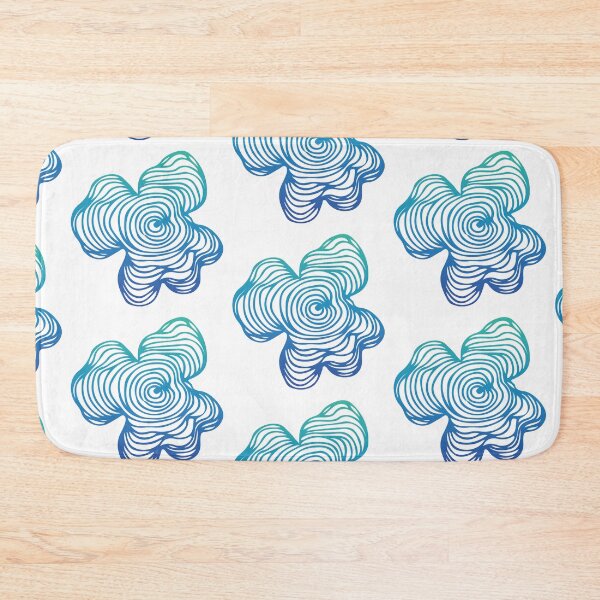 Item preview, Blue Green Gradient Topography Contour Line Art Graphic Tree Growth Rings Flower White designed and sold by Ciara Shortall.