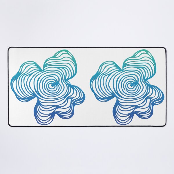 Item preview, Blue Green Gradient Topography Contour Line Art Graphic Tree Growth Rings Flower White designed and sold by Ciara Shortall.