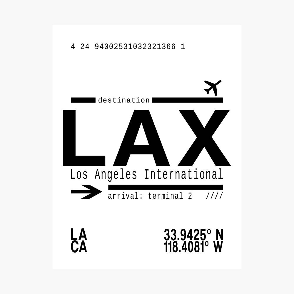 LAX Los Angeles Airport Map Art Airport Terminal Map California Stylized  Airport Layout LAX Call Letters Code White Wood Framed Art Poster 14x20 -  Poster Foundry