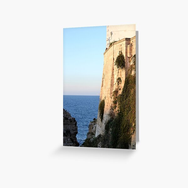 Beachside wall at sunset, Puglia Greeting Card