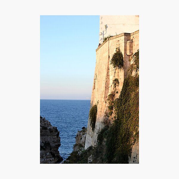 Beachside wall at sunset, Puglia Photographic Print