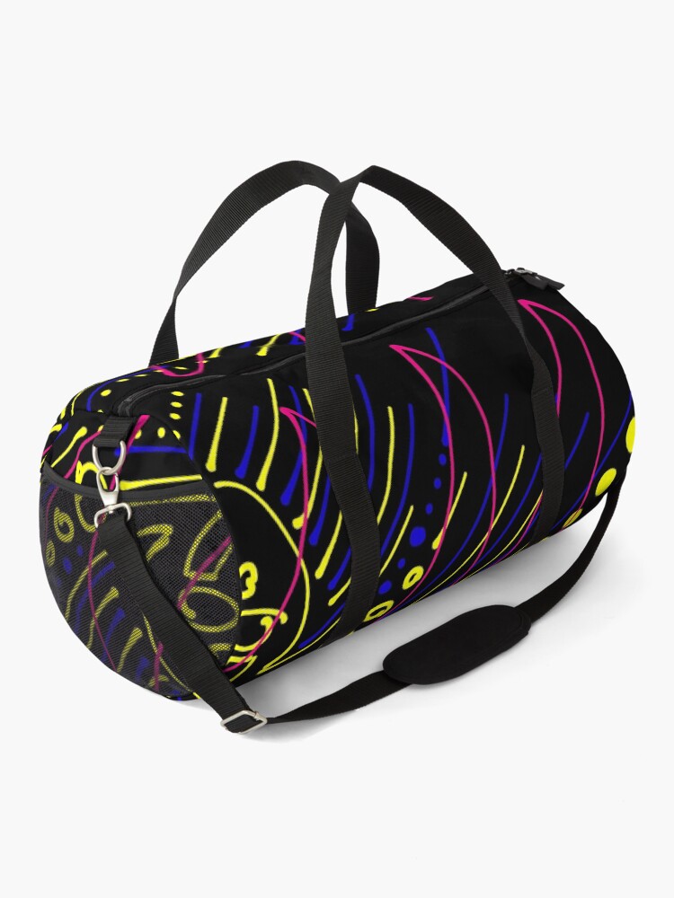 Alternate view of Funky Festive Zig Zag Abstract Art Pattern on Black Duffle Bag