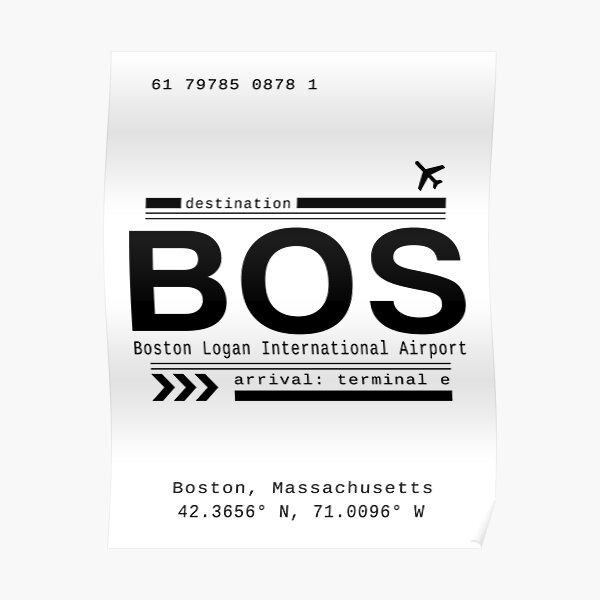 BOS, Boston Logan International Airport Call Letters Print Poster