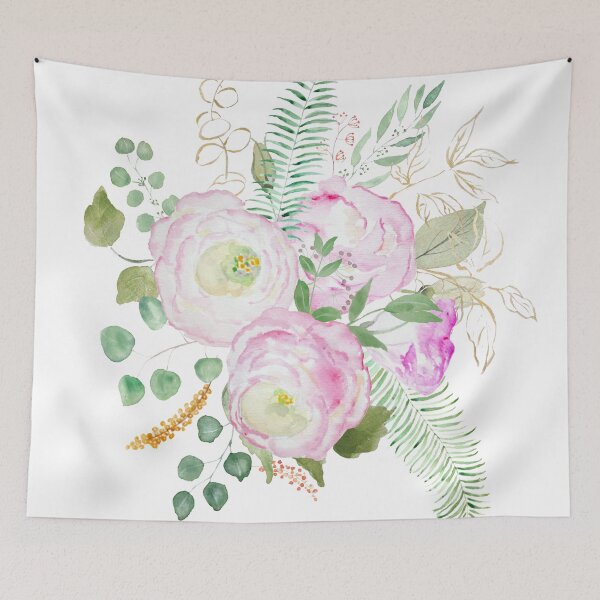 Item preview, hand painted pink eustoma flowers watercolor  designed and sold by ColorandColor.