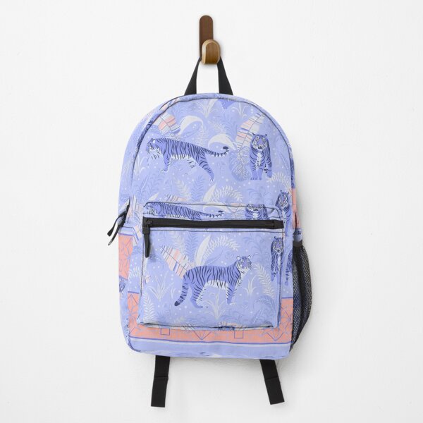 Item preview, Lavender tigers, tropical leaves on a light purple background designed and sold by Skaska.
