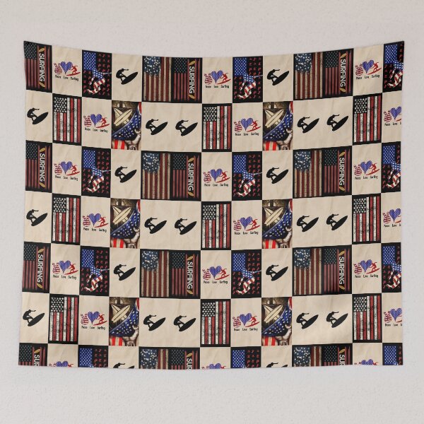Item preview, Surfing Vintage USA Flag  designed and sold by AletacStore.
