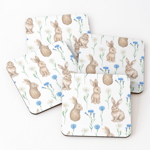 Item preview, Rabbits With Blue Flowers designed and sold by WillaldShop.