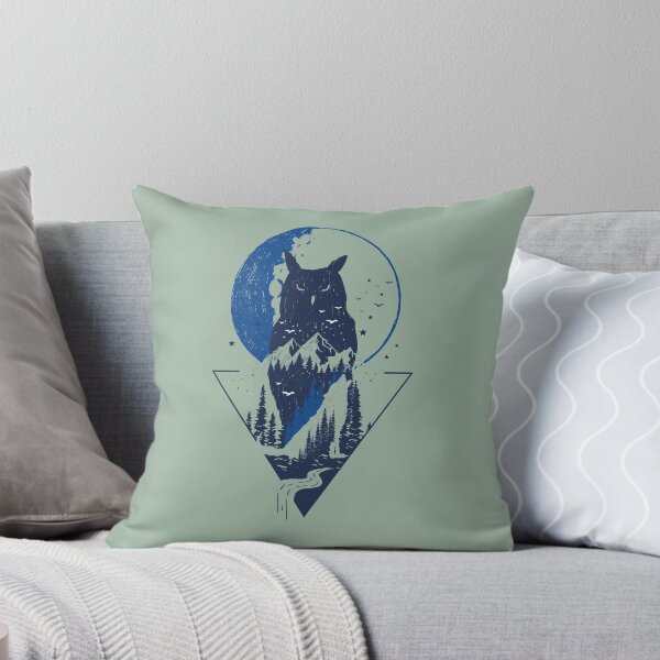 Item preview, Classy and Minimalist Double Exposure WOLF and OWL Blue Moon Night Pine Trees Forest Illustration designed and sold by zenturtlemerch.