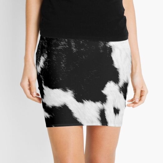 Black and white cowhide style print Mini Skirt