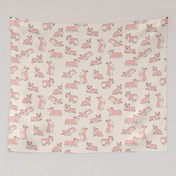 Item preview, pattern with cute dogs of the Corgi breed designed and sold by burbura.