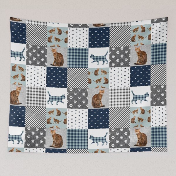 Aperçu de l'œuvre Patchwork de chat du Bengale mignon créée et vendue par CatheriLove.