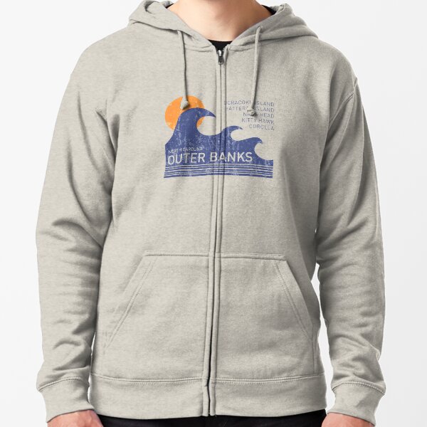 Outer Banks NC Waves Zipped Hoodie