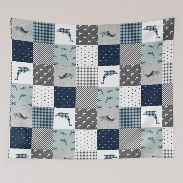 Item preview,  Funny Dolphin Mint Plaid  designed and sold by SisileeGift.