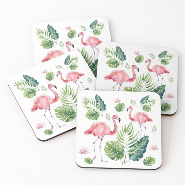 Item preview,      Elegant Pink Flamingo and Tropical Green Leaves  designed and sold by inga-ra.