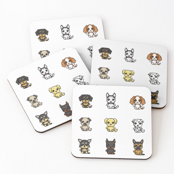 Item preview, 9x Kawaii Chibi Pixel Dogs Set 1 (Dachshund, Husky, Cocker Spaniel, Pug, Golden Retriever, Dalmatian, Chihuahua, Dobermann, German Shepherd) designed and sold by Pixe11y.