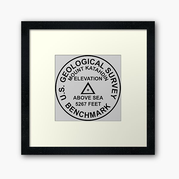 Mount Katahdin, Maine USGS Style Benchmark Framed Art Print
