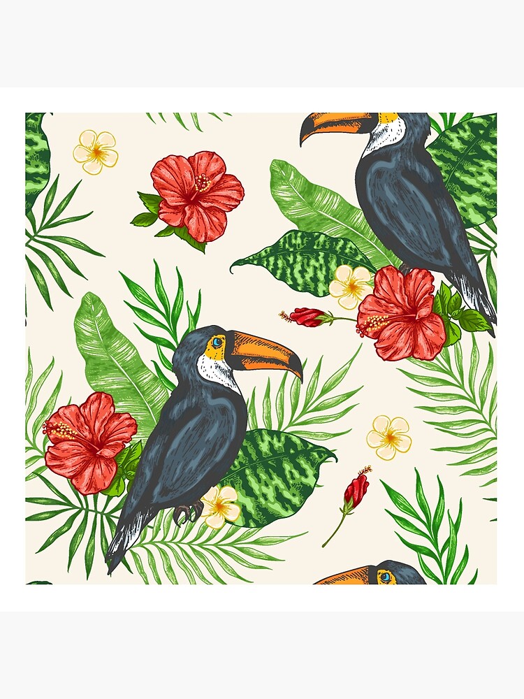 Black Toucan Floral Hawaiian Shirt Free Shipping - The Vintage Twin