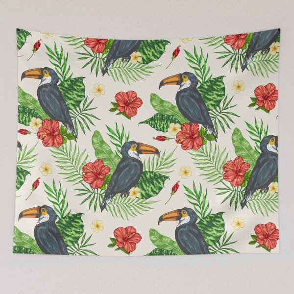 Item preview, Toucan Hibiscus Floral Art designed and sold by SisileeGift.