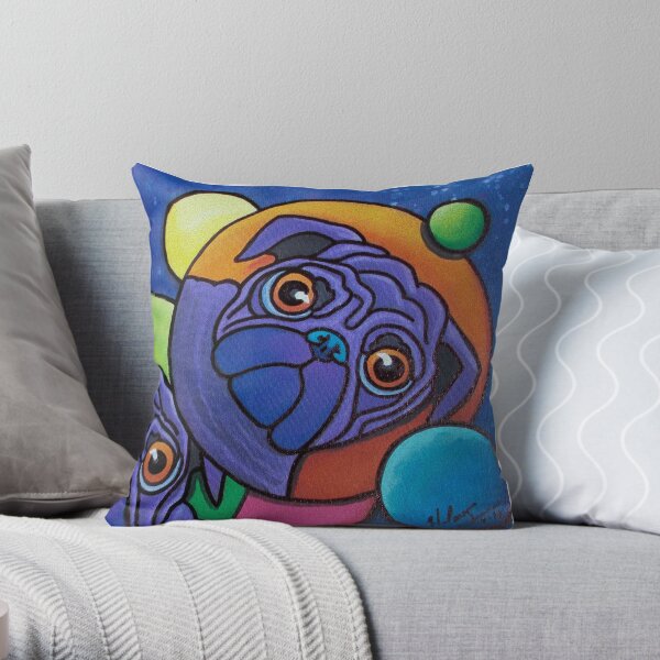 Space Pug Pop Art Throw Pillow
