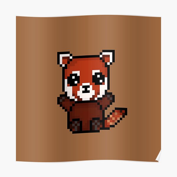 Cute Red Panda (Chibi Pixel Animal Character) Poster