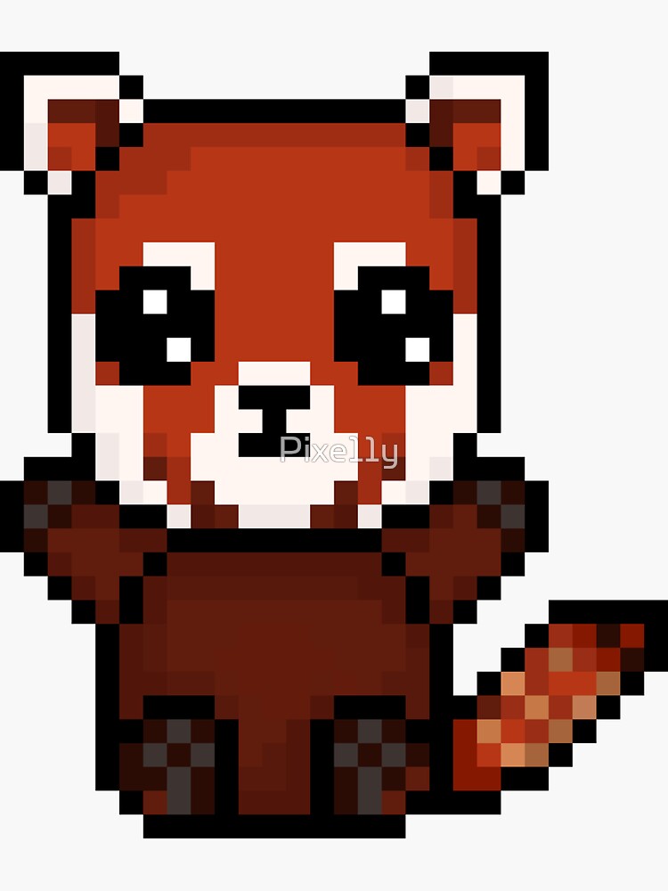 "Cute Red Panda (Chibi Pixel Animal Character)" Sticker for Sale by