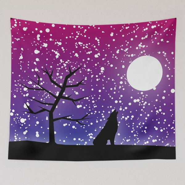 Item preview, Bisexual Pride Flag Celestial Night Landscape Stars Wolf designed and sold by cashewdays.