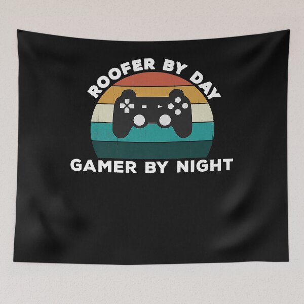 Item preview, Funny Roofer By Day Gamer By Night Roof Video Game Lover Premium T-Shirt designed and sold by Kendwninig.