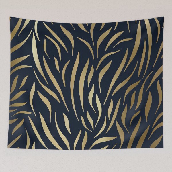 Item preview, Navy and Gold Abstract Leaves designed and sold by meggydesigns.
