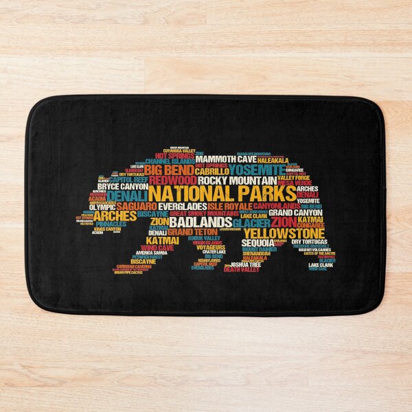 Item preview, National Parks USA List Word Cloud Bear Camping & Hiking designed and sold by RidgetopShop.