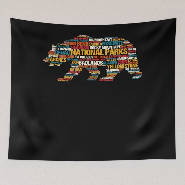 Item preview, National Parks USA List Word Cloud Bear Camping & Hiking designed and sold by RidgetopShop.
