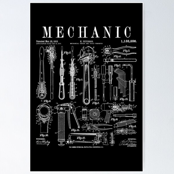 Original Auto Mechanic Tools Patent Prints - Great Home and Garage Decor,  Man Cave Stuff, Workshop or Repair Shop Wall Art, Classic Gifts for