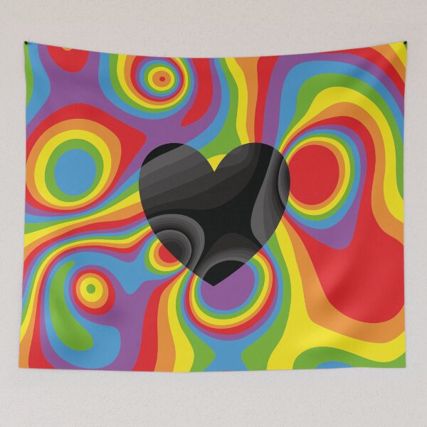 Item preview, Rainbow, black and white heart marble designed and sold by Captain Chromatic.
