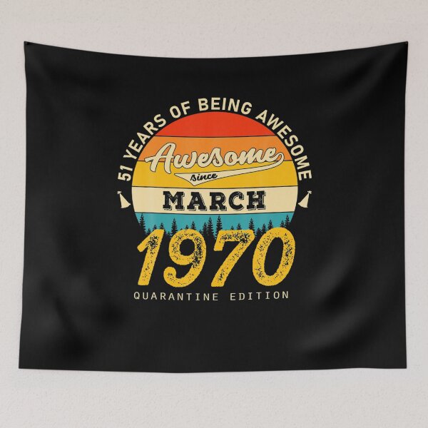 Item preview,  51st Birthday Awesome Since March 1970  designed and sold by VioletPinon.