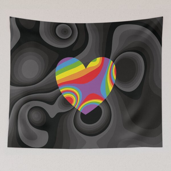 Item preview, Rainbow, black and white heart marble designed and sold by Captain Chromatic.
