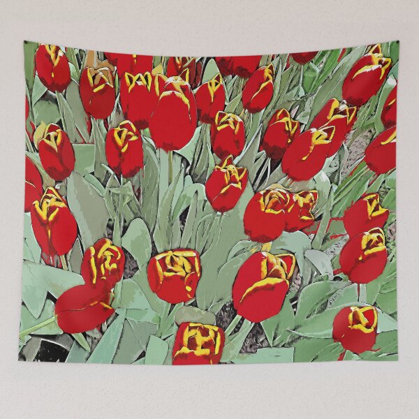 Item preview, Field of red tulips picture color art designed and sold by artdragongift 15.