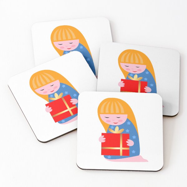 Item preview, a girl with a New Year's gift designed and sold by Antonina K.