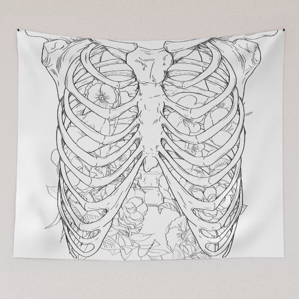 Item preview, Flowers in a Ribcage Graphic Black Lines designed and sold by Saanis.