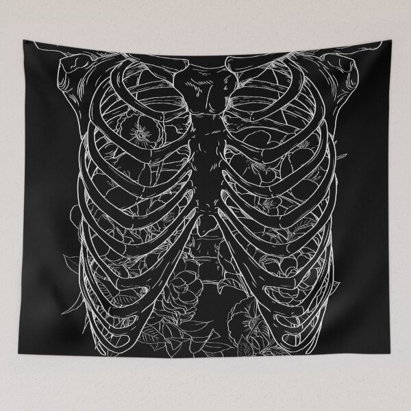 Item preview, Flowers in a Ribcage Graphic White Lines designed and sold by Saanis.