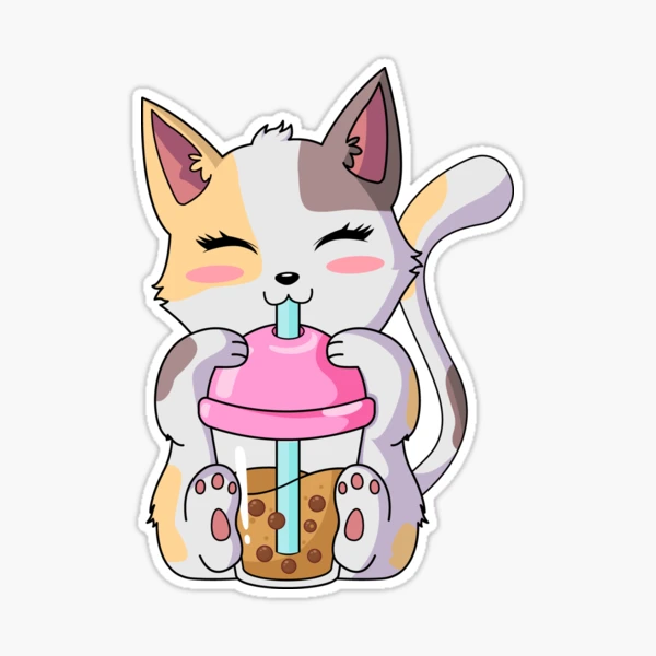 Kawaii Neko/Cat Boba Tea Drink' Sticker