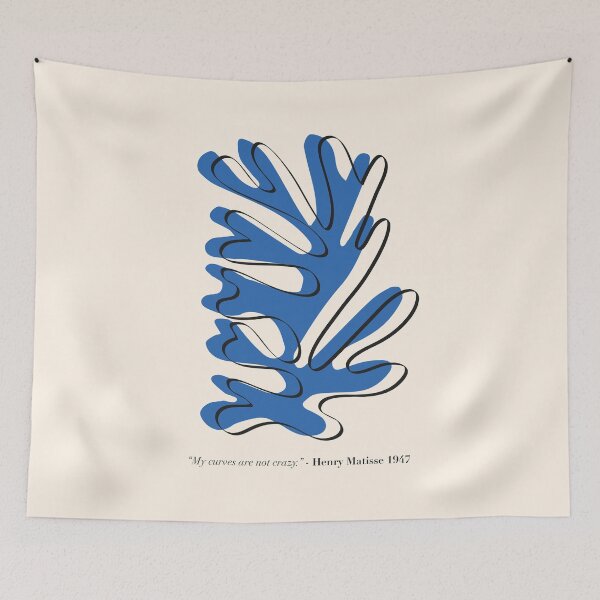 Item preview, Matisse Blue Abstract Plant – “My Curves are not Crazy” Henri Matisse designed and sold by GraphicBicycle.