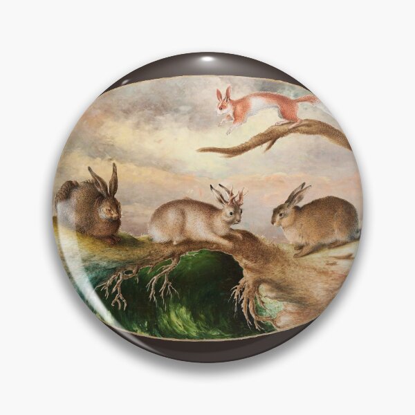 Item preview, Hare,Jackalope,Rabbit, and Spotted Squirrel in Woodland  under Pink Clouds designed and sold by BulganLumini.