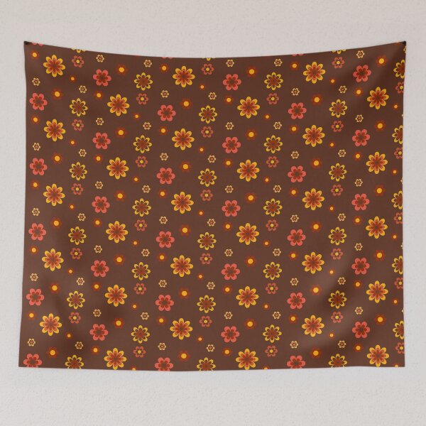 Item preview, Hey Jude - brown 60's 70's Pattern - Leather Brown Retro designed and sold by WildBerryArt.