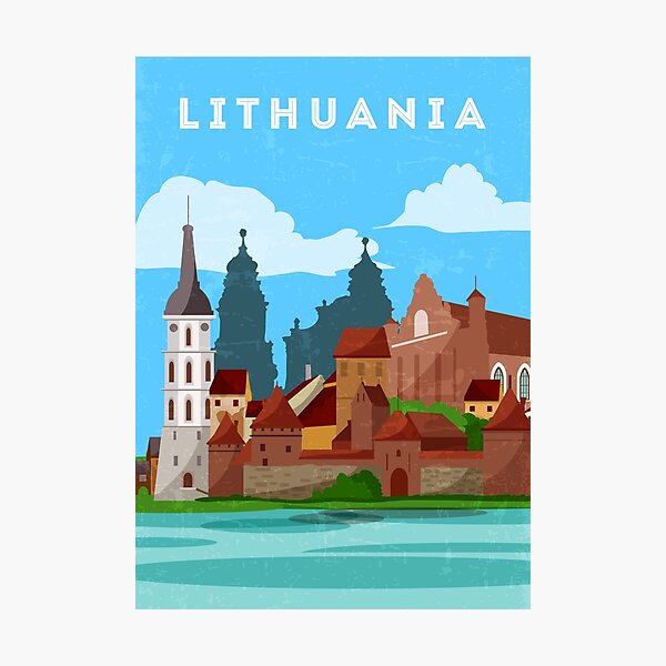 Vista previa del artículo con la obra «Lituania - Póster minimalista de viajes retro», diseñado y vendido por GreekTavern1979.