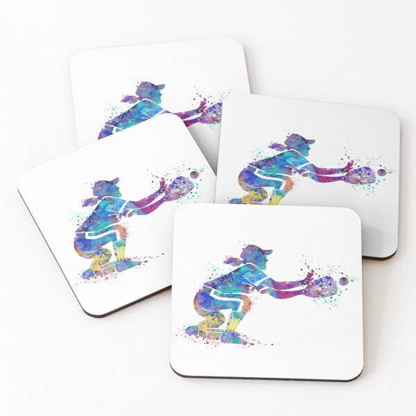 Item preview, Baseball Girl Catcher Watercolor Softball Player designed and sold by LotusGifts.