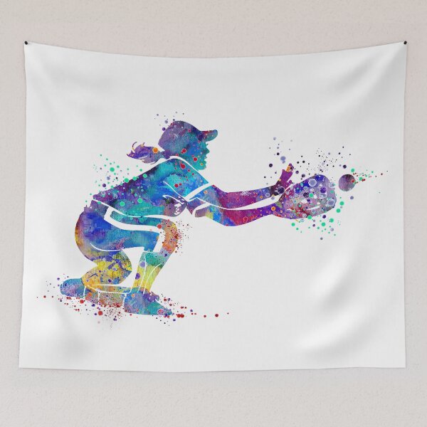 Item preview, Baseball Girl Catcher Watercolor Softball Player designed and sold by LotusGifts.